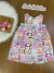 Vestido Infantil Bichinhos Fofos com Alça e Elástico Kukie