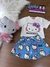Conjunto Infantil Blusa e Saia-Short Estampa da Marca- HELLO KITTY - J6821 Momi