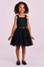 Vestido Infantil Alças e Babados Preto Tule Gliter - Petit Cherie 3126132 - Looks Babilice