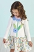 Vestido Infantil Branco Mangas Logas e Babado Flores - MON SUCRE 3126348 - Looks Babilice