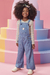 Jardineira Jeans Infantil Menina Pantacourt - Kukie - Looks Babilice