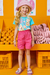Shorts em Sarja Infantil Menina ROSA NEON - Kukie - Looks Babilice