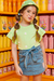Blusa Infantil VERDE Menina Mangas Curtas FLORZINHAS - Kukie - Looks Babilice