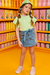 Imagem do Blusa Infantil VERDE Menina Mangas Curtas FLORZINHAS - Kukie