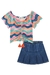 Conjunto Curto Infantil Menina com Saia Jeans TRICÔ 3D - Kukie - comprar online