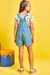Jardineira Infantil Jeans com Blusa MORANGUINHO E FAVO DE MEL - Kukie - loja online