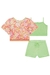 Conjunto - Trijunto Infantil Curto Menina com Top e Shorts FLORES E NEON - Kukie - comprar online