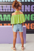 Conjunto Infantil Menina VERDE com Shors Jeans - Infantil - loja online