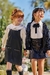 Salopete Infantil Couro Ecologico+Blusa Manga Longa Gola Retrô - Kukie - 71336 na internet