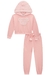 Conjunto Rosa Infantil - Calça e Blusa Moletom Franelado- Cinto Pompom- Kukie- (Ref. 72249) - Looks Babilice