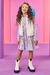 Vestido Infantil Estampado + Colete Branco Solto - Kukie- (Ref. 72266) - comprar online