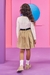 Conjunto Infantil Saia Sobre Short e Blusa Branca Canelada e Pochete - Kukie- (Ref. 72461) na internet