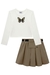 Conjunto Infantil Saia Sobre Short e Blusa Branca Canelada e Pochete - Kukie- (Ref. 72461) - loja online
