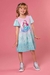 Vestido Infantil Azul/ Rosa Sereia Manga Morcego - Detalhe em Pérolas- Kukie- (Ref. 72743) - comprar online