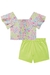 Conjunto Infantil Tropical Bata Manga Curta- Short Saia- Kukie- (Ref. 72966) - Looks Babilice