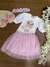 Conjunto de Blusa em Canelado e Tricoline e Saia em Tule Poá. (Com Short Embutido) - Kukie -73282