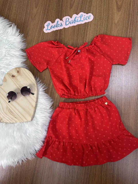 Conjunto de Blusa Boxy e Saia em Air Flow Textura (com Shorts Embutido) Kukiê-75069