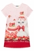 Vestido Infantil Mangas Morango e Gatinho - Kukie