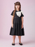 Vestido Infantil Preto Babado Mangas Curtas Lação - Animê -(Ref. 3652) - comprar online