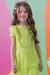 Blusa Infantil Verde Malha Canelado com Babado em Tule - Kukie 73765 na internet