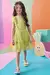 Blusa Infantil Verde Malha Canelado com Babado em Tule - Kukie 73765 - comprar online