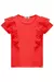 Blusa Infantil Vermelho Malha Canelado com Babado em Tule - Kukie 73765 - comprar online