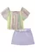Conjunto Infantil de Blusa Boxy em Chiffon Brilho e Short Saia em Sarja Onix com Elastano - Infanti - 77909 na internet