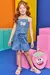 Conjunto Infantil de Blusa Cropped e Saia em Jeans Liz (com Shorts Embutido) Kukiê 73896 - comprar online