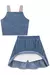 Imagem do Conjunto Infantil de Blusa Cropped e Saia em Jeans Liz (com Shorts Embutido) Kukiê 73896