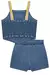 Imagem do Conjunto de Blusa Cropped e Short Saia em Jeans Liz com Elastano- Kukiê 78384