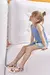 Conjunto Infantil de Blusa Cropped e Shorts em Sarja Daryl com Elastano- Infanti- 76830 - Looks Babilice