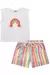 Conjunto Infantil de Blusa Cropped em Cotton e Shorts em Sarja Ônix Kukiê 74588 - loja online