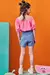 Conjunto Infantil de Blusa em Air Flow e Short Saia em Jeans Bellini -Kukiê 75845 na internet