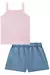 Conjunto Infantil de Blusa em Cotton e Shorts Jeans Teca - Kukiê 77640 - loja online