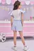 Conjunto Infantil de Blusa em Meia Malha e Shorts em Tecido Plano Fio Tinto - Kukiê 78499 na internet
