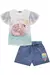 Conjunto infantil de Short Jeans Liz com Elastano com Blusa em Canelado Mauí Kukiê -77210 - loja online