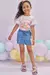 Conjunto infantil de Short Jeans Liz com Elastano com Blusa em Canelado Mauí Kukiê -77210 - comprar online