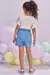 Conjunto infantil de Short Jeans Liz com Elastano com Blusa em Canelado Mauí Kukiê -77210 - Looks Babilice