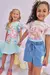 Conjunto infantil de Short Jeans Liz com Elastano com Blusa em Canelado Mauí Kukiê -77210 na internet