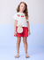Blusa Infantil Branca Babados e Bordado Cerejas -Momi H5534 na internet