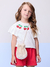Blusa Infantil Branca Babados e Bordado Cerejas -Momi H5534 - loja online