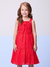 Vestido Infantil Lese Lação e Babado Vermelho- Momi - H5593 - Looks Babilice