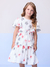 Vestido Infantil Branco Floral Laço Cintura - Momi - H5595 - Looks Babilice