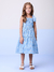 Vestido Infantil Azul Bordado -Momi H5599 - comprar online