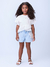 Short Jeans Infantil Bordado Flores -Momi H5646 - comprar online