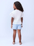 Short Jeans Infantil Bordado Flores -Momi H5646 na internet