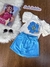 Conjunto Infantil Blusa Manga Fofadinha e Saia Short Aplique Strass - MOMI- H5690