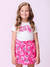 Conjunto Infantil Blusa Manga Curta Canelado e Saia Short Rosa Estampado - MOMI- H5693 - Looks Babilice