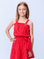 Conjunto Infantil Lese Cropped Alças e Saia Babado Vermelho- Momi - H5725 - Looks Babilice