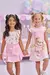 Conjunto Infantil Verão Shorts Saia Rosa e Blusa Boxy Flores - Kukie - 77634 na internet